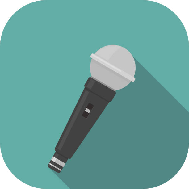 ilustrações de stock, clip art, desenhos animados e ícones de microphone flat icon vector illustration - voice over