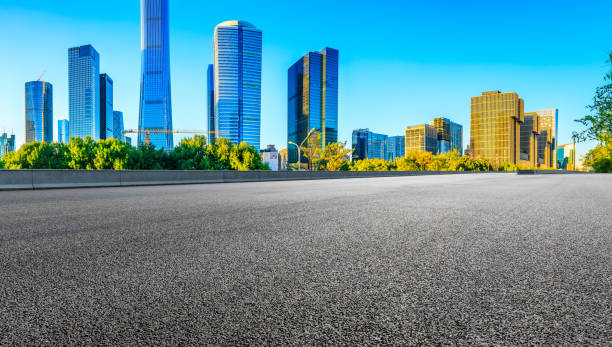 istock Empty asphalt road and modern cityscape in Beijing. 1291126119