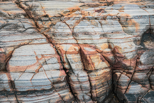 Volcaniclastic sedimentary rock in  Geo Park, Lai Chi Chong, Hong Kong, with unique pattern