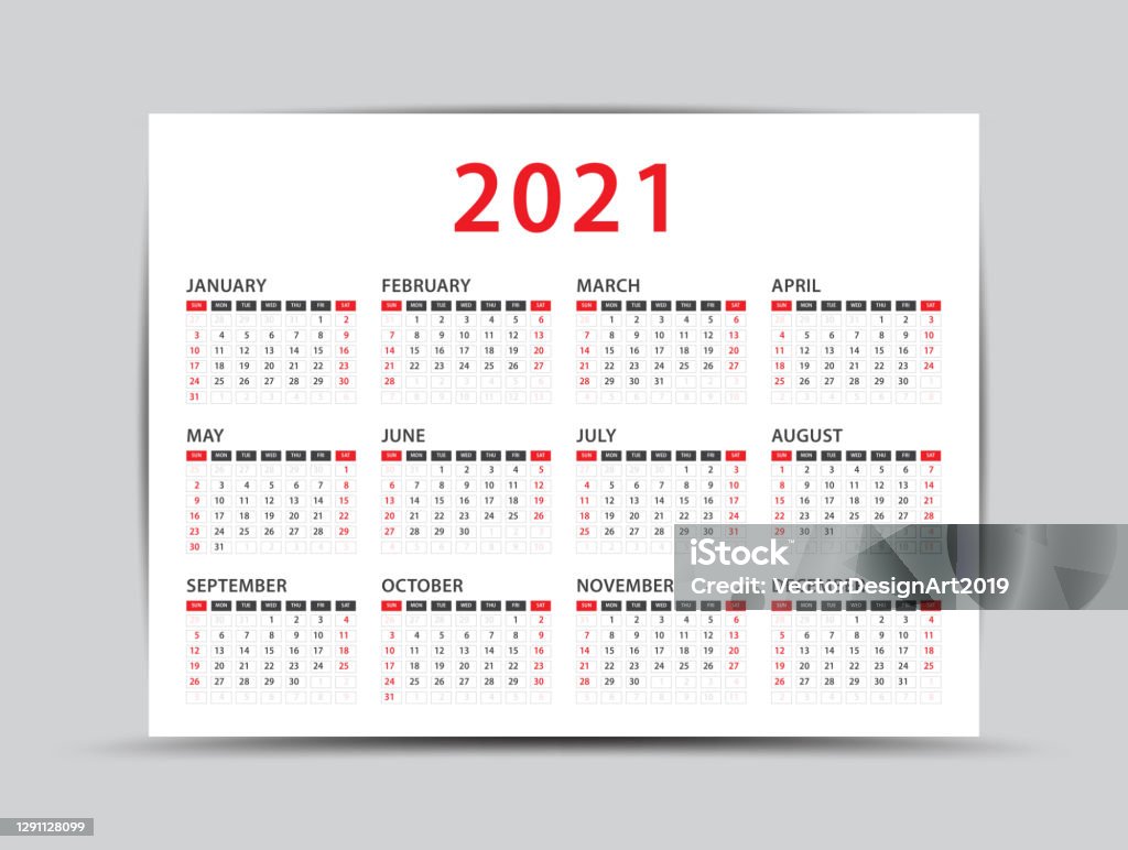 2021 Jaarkalender 12 Maanden Jaarlijkse Kalender In 2021 Planner  Vectorillustratie Stockvectorkunst En Meer Beelden Van Kalender - Istock