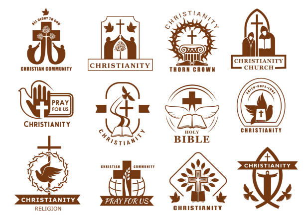 ilustraciones, imágenes clip art, dibujos animados e iconos de stock de iconos de la religión cristiana, catolicismo, ortodoxo - santa