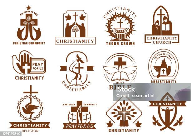 Ilustración de Iconos De La Religión Cristiana Catolicismo Ortodoxo y más Vectores Libres de Derechos de Iglesia