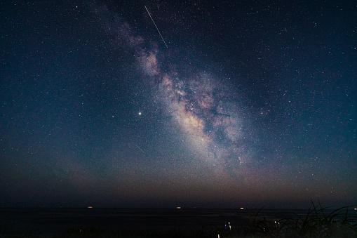 Milky way sky from the park in summer