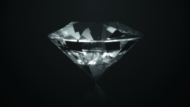 4K Diamond rotating on black  background  (Loop)