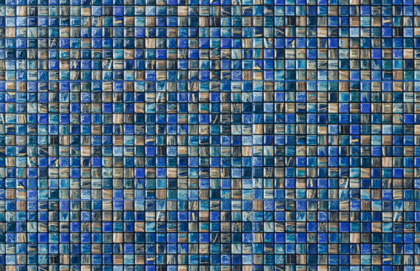 sfondo texture parete piastrelle verdi e blu - tiled floor dirty blue wall foto e immagini stock