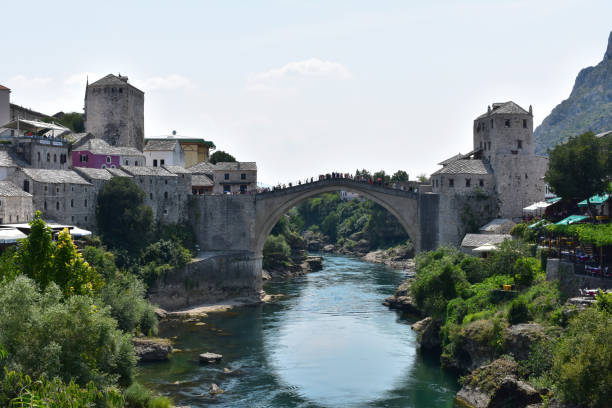 istock Mostar's bridge, Stari Most, UNESCO world heritage. 1291150800