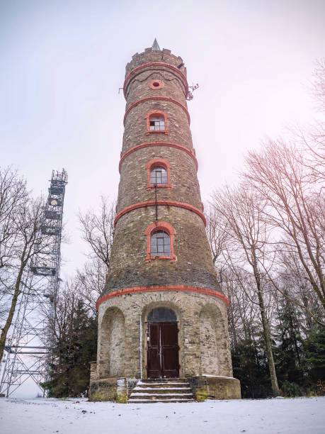 istock Observation view tower Jedlova. The stony historical viewtower 1291155848
