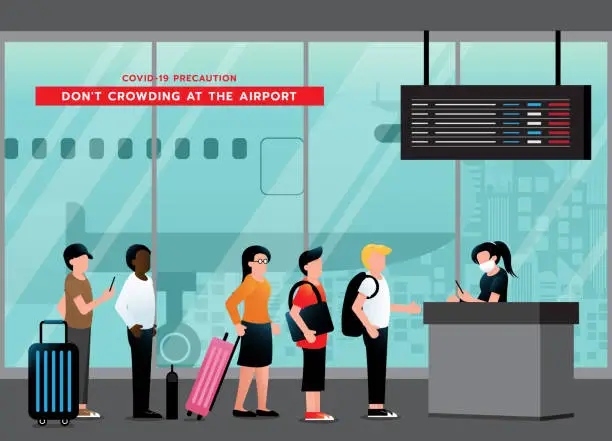 Vector illustration of Do not crowding at the airport