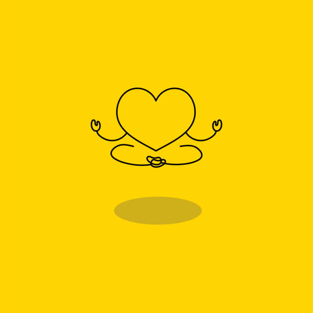 illustrations, cliparts, dessins animés et icônes de coeur méditant dans la position de lotus. symbole de bonheur - lotus position audio