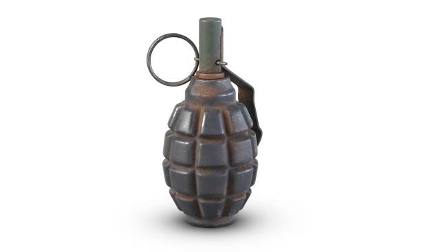 illustration 3d de la grenade de fragmentation f1 isolée sur le backfround blanc. - hand grenade explosive bomb war photos et images de collection