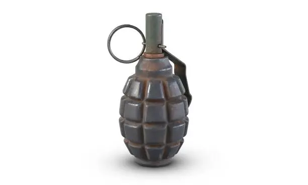 3D illustration of grenade F1 isolated on white backfround.