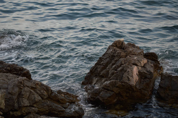 istock Sea waves crashing into rocks. 1291163392