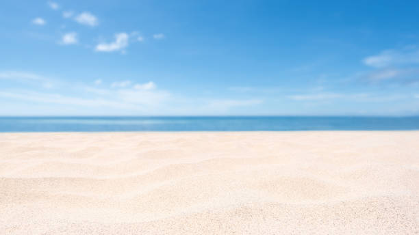 空の砂浜夏の背景 - sky yellow seascape summer resort ストックフォトと画像