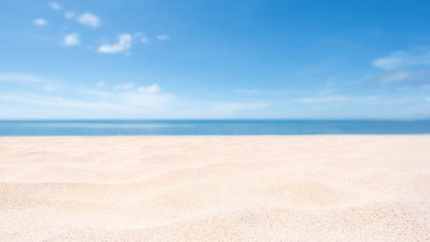 빈 모래 해변 여름 배경 - sky yellow seascape summer resort 뉴스 사진 이미지