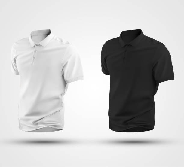 istock White, black male polo mockup, 3d rendering, with realistic shadows, isolated on background. 1291164714