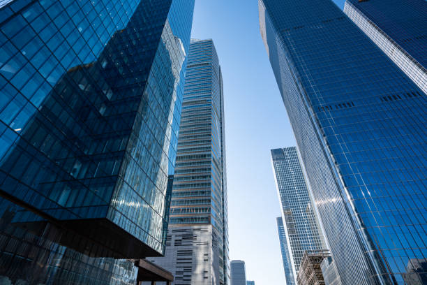 istock Low angle view of modern skyscrapers in Beijing 1291164862