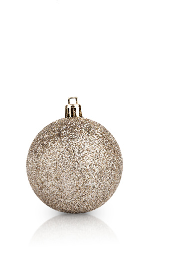 Christmas ornament with reflection on white background. isolated