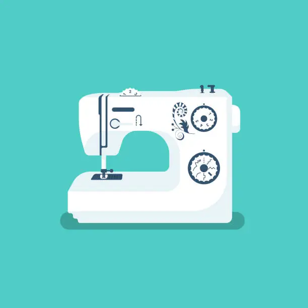 Vector illustration of Sewing machine isolated on background. Vector