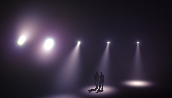 spotlights in the fog - 3D rendering