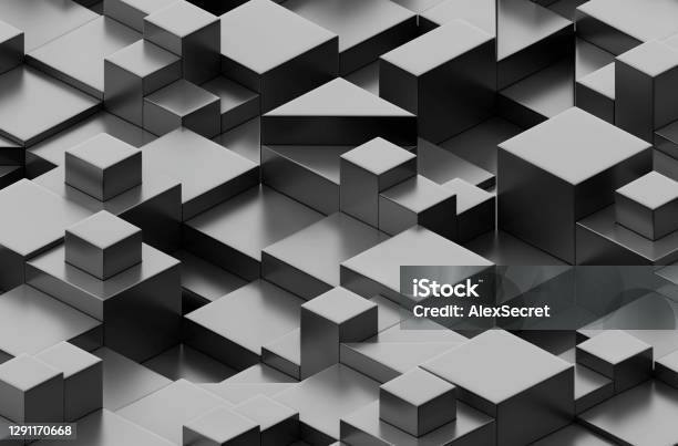 Abstract Black Geometric Shapes Stock Photo - Download Image Now - Strategy, Abstract, Toy Block