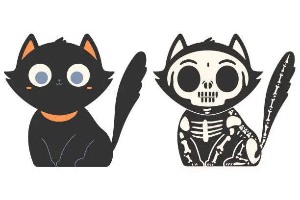 Vector illustration of Cat skeleton vector cartoon illustration isolated on a white background.