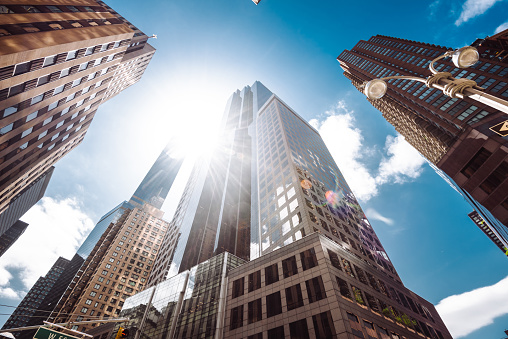 low angle of tall building in manhattan