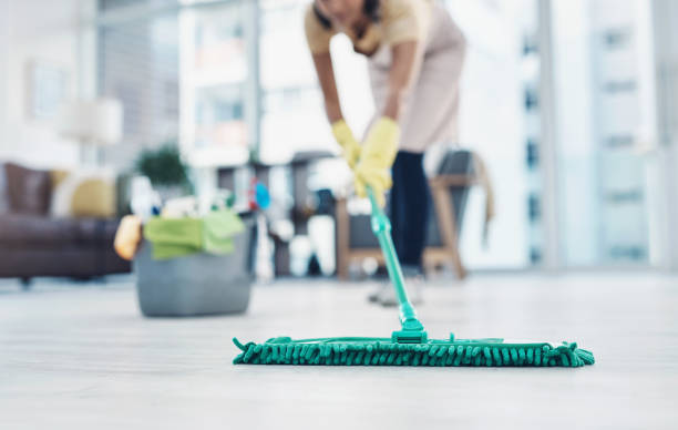 The countdown to clean, shiny floors Shot of an unrecognisable woman mopping the floor at home disinfection stock pictures, royalty-free photos & images