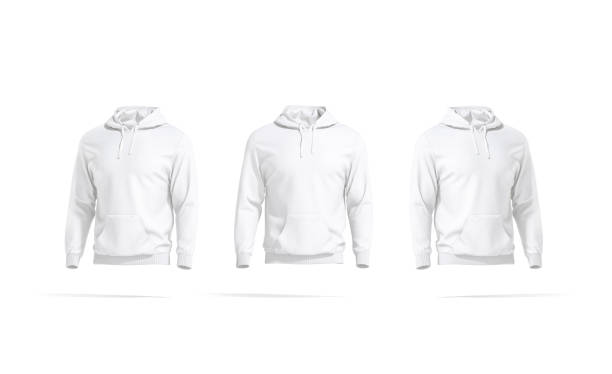 istock Blank white hoodie with hood mockup, front and side view 1291180222