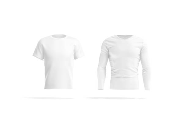 istock Blank white t-shirt and longsleeve mockup, front view 1291180338