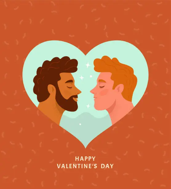 Vector illustration of Happy Valentine's Day Greeting Card for gays.