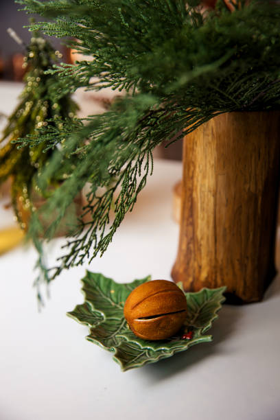 istock Christmas composition with fir tree, tangerines, cinnamon 1291180848