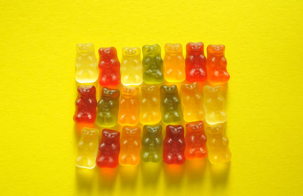 istock Jelly bear vitamin on colorful background. 1291181648