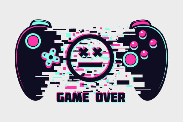 Video game gamepad with glitch effect. Cyberpunk style illustration. Virtual reality concept. Cyber sport online tournament. Vector illustration. vector art illustration