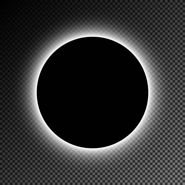 illustrations, cliparts, dessins animés et icônes de cercle lumineux noir sur l’arrière-plan vérifié transparent. - eclipse