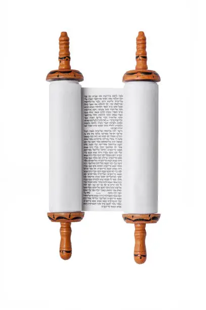 Torah scroll on white background