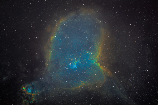 IC1805 nebula also know as Heart in HST palette taken with dedicated astrophotography camera on the telescope