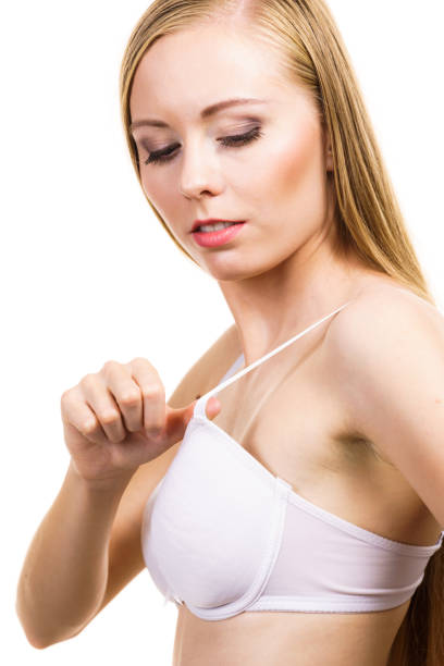 Woman wearing too big bra