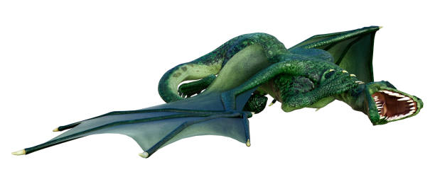 istock 3D illustration fantasy dragon on white 1291193425