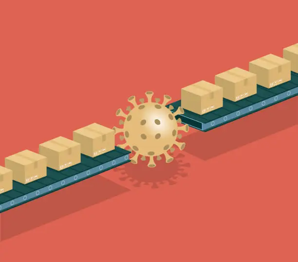 Vector illustration of Coronavirus outbreak impacting the stock market