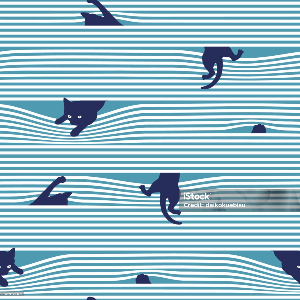 Pattern Kucing Pola Kombinasi Garisgaris Kucing Dan Horizontal Ilustrasi Stok - Unduh ...