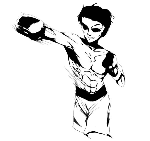illustrations, cliparts, dessins animés et icônes de boxeur poids coq - punching one person shaking fist fist