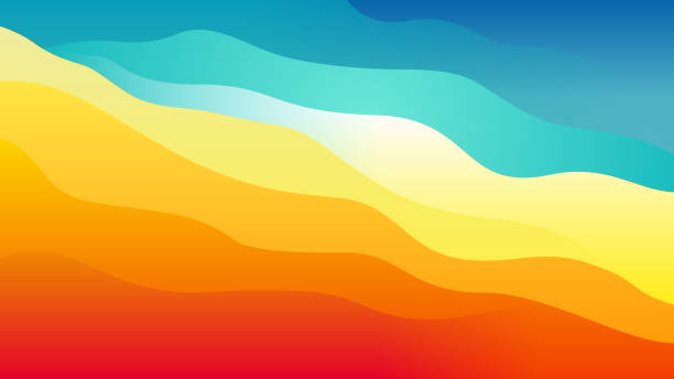 Warm To Cool Abstract Layered Wavy Background Stock Illustration - Download  Image Now - Multi-Colored Background, Water, Blue - iStock