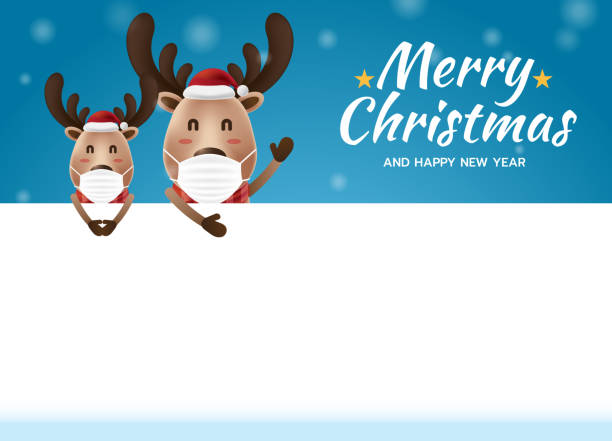 istock Merry Christmas and Happy New Year, Reindeer blank greeting card 1291199107