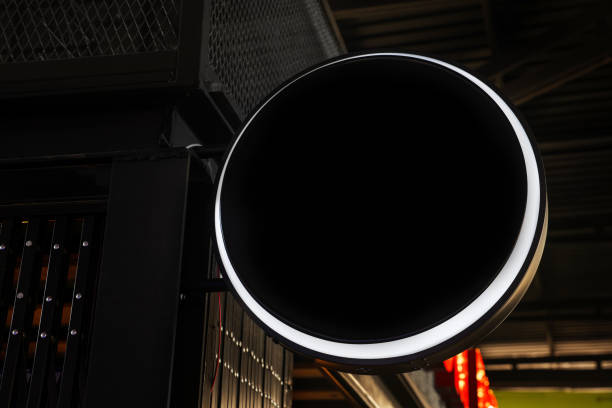 istock Circle mockup signboard at cafe restaurant 1291201582