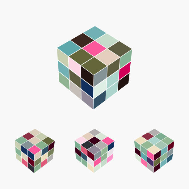 3D colorful cube structure icon 3D colorful cube structure icon puzzle cube stock illustrations