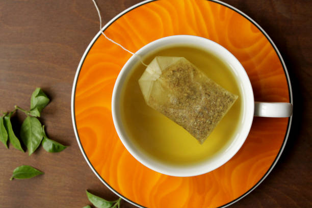 istock Herbal tea in the cup, top view 1291204305