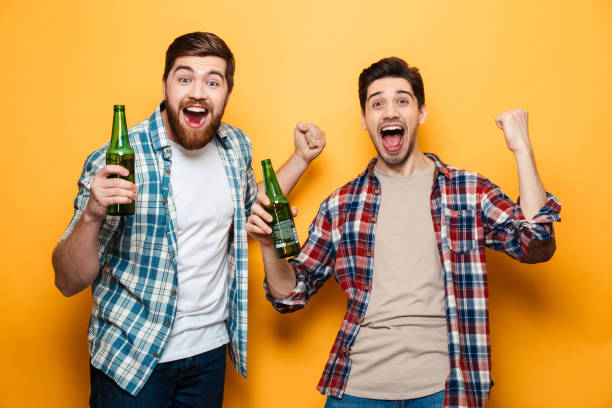 istock Portrait of a two joyful young men 1291204673