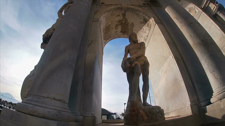 The Fontana dei Giganti on the waterfront of Naples