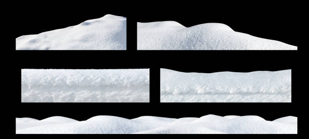 Snow drifts on an isolated black background.