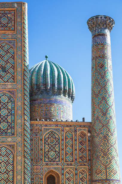 Fragment of Registan Square Fragment of Registan Square Mosque and Madrasah complex in Samarkand, Uzbekistan samarkand stock pictures, royalty-free photos & images